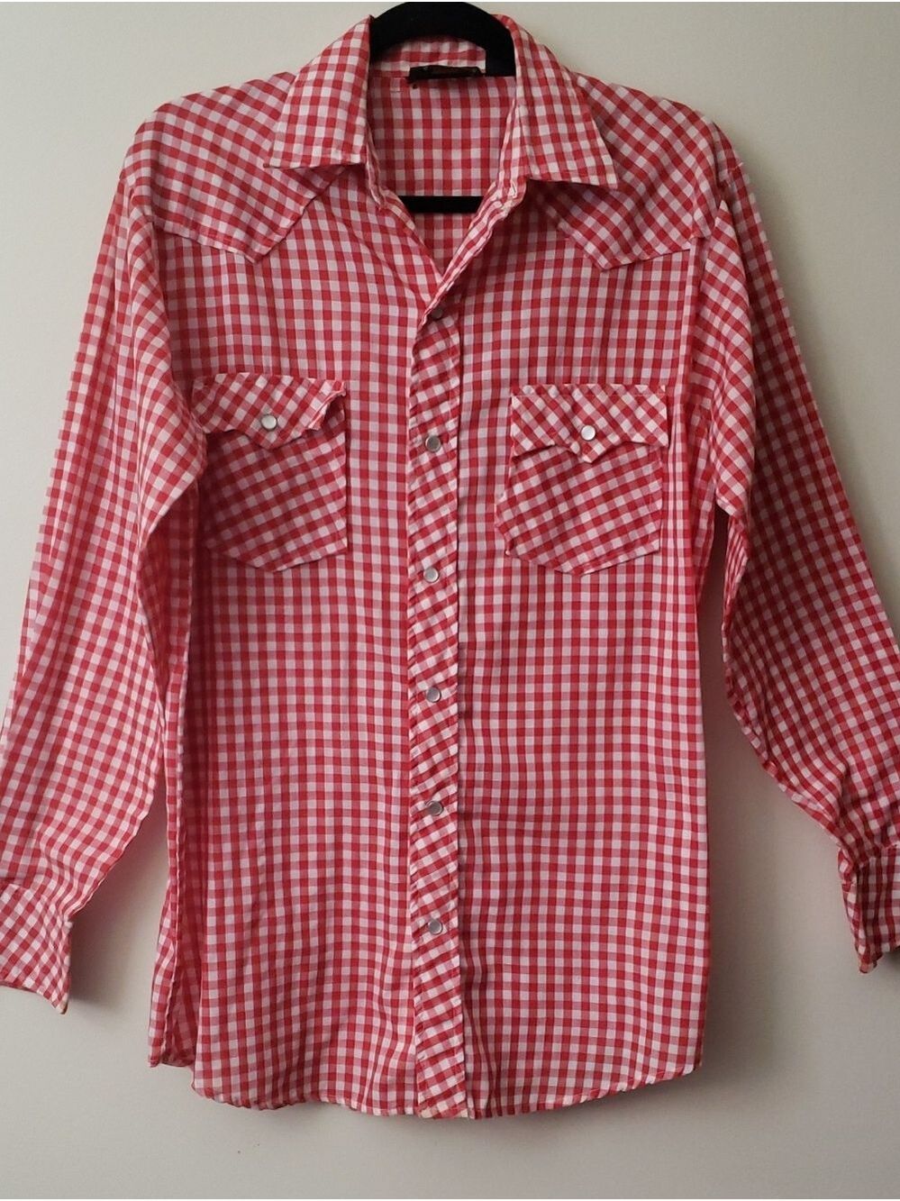 Vintage Western Pearl Snap  Red Gingham Top- Unisex?